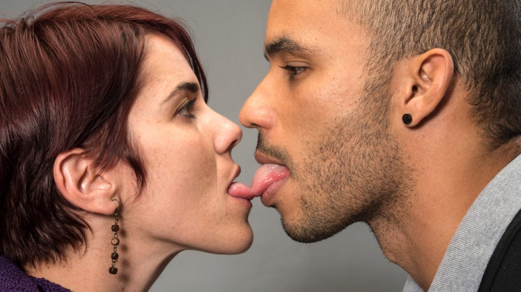 Brazilian deep tongue kissing